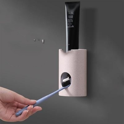 Automatic Toothpaste Squeeze Set Suction Wall Toothbrush Rack