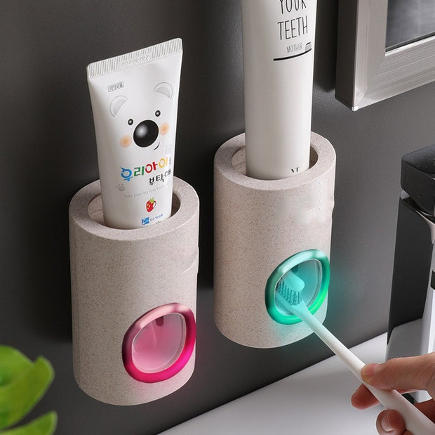 Automatic Toothpaste Squeeze Set Suction Wall Toothbrush Rack